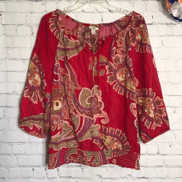 Bass Tops - G.H. Bass & Co paisley peasant top